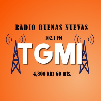 Logotipo de TGMI Radio Buenas Nuevas, 102.1 FM y 4,800 kHz 60 metros